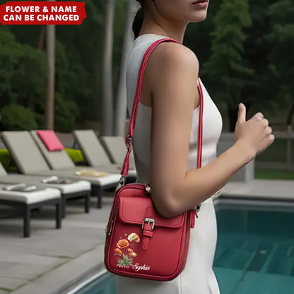Personalized Birthday Flower Anti-Theft Purse Crossbody Leather Bag