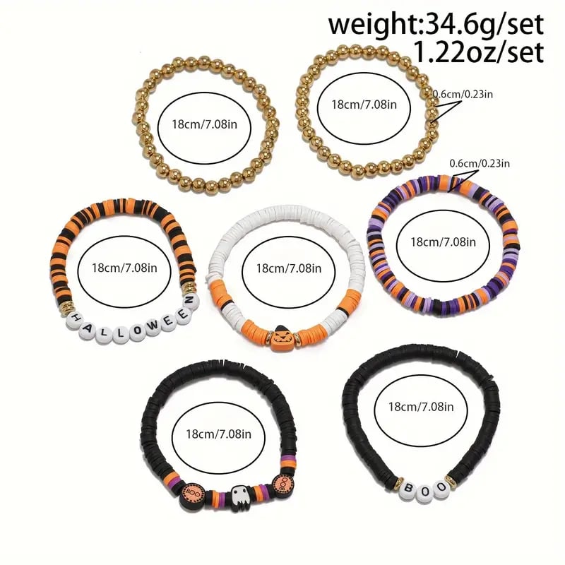 🎃👻7-Piece New Ambiance Halloween Bracelet Set💖