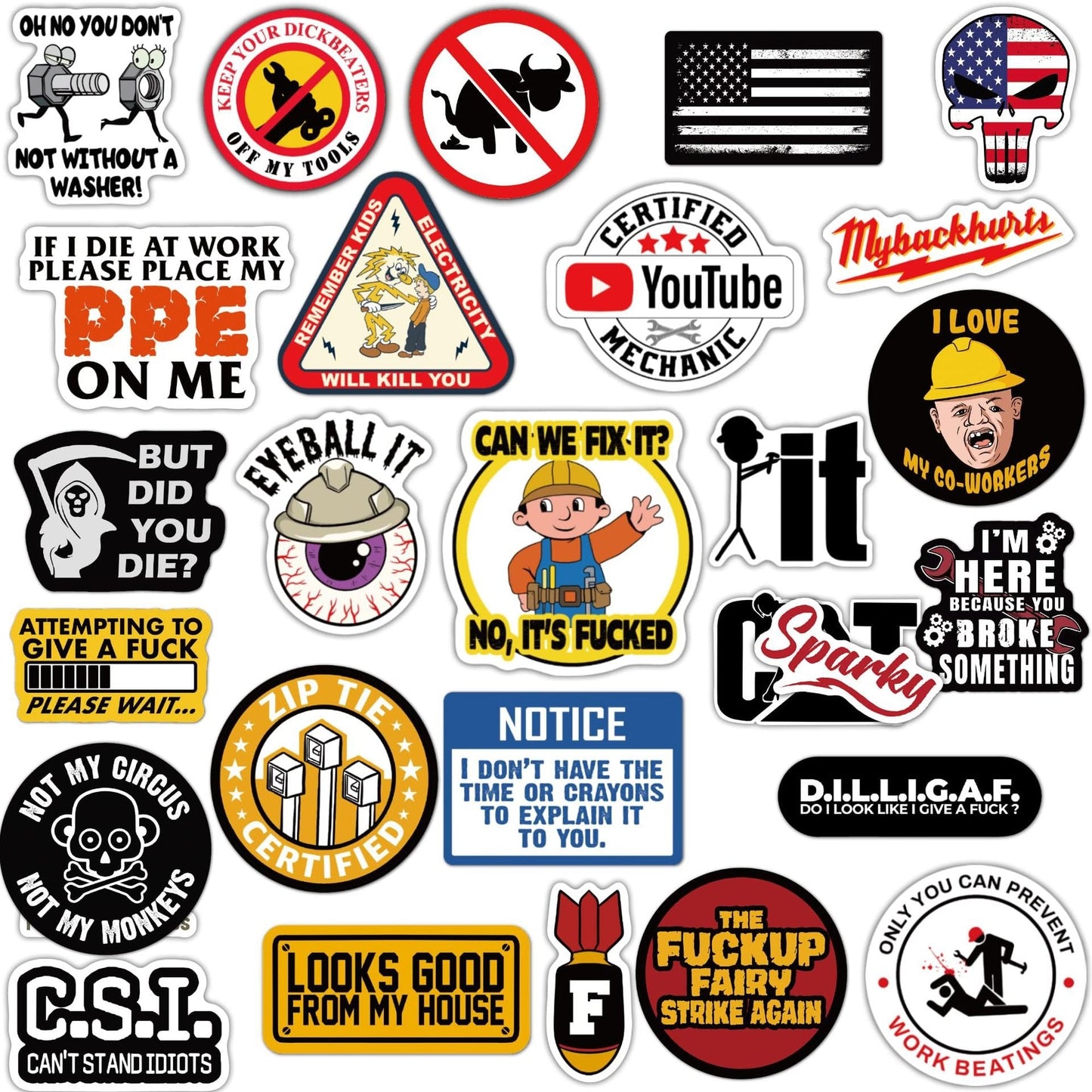 🔥🔥150Pcs Blue Collar Funny Stickers 👷‍♂️